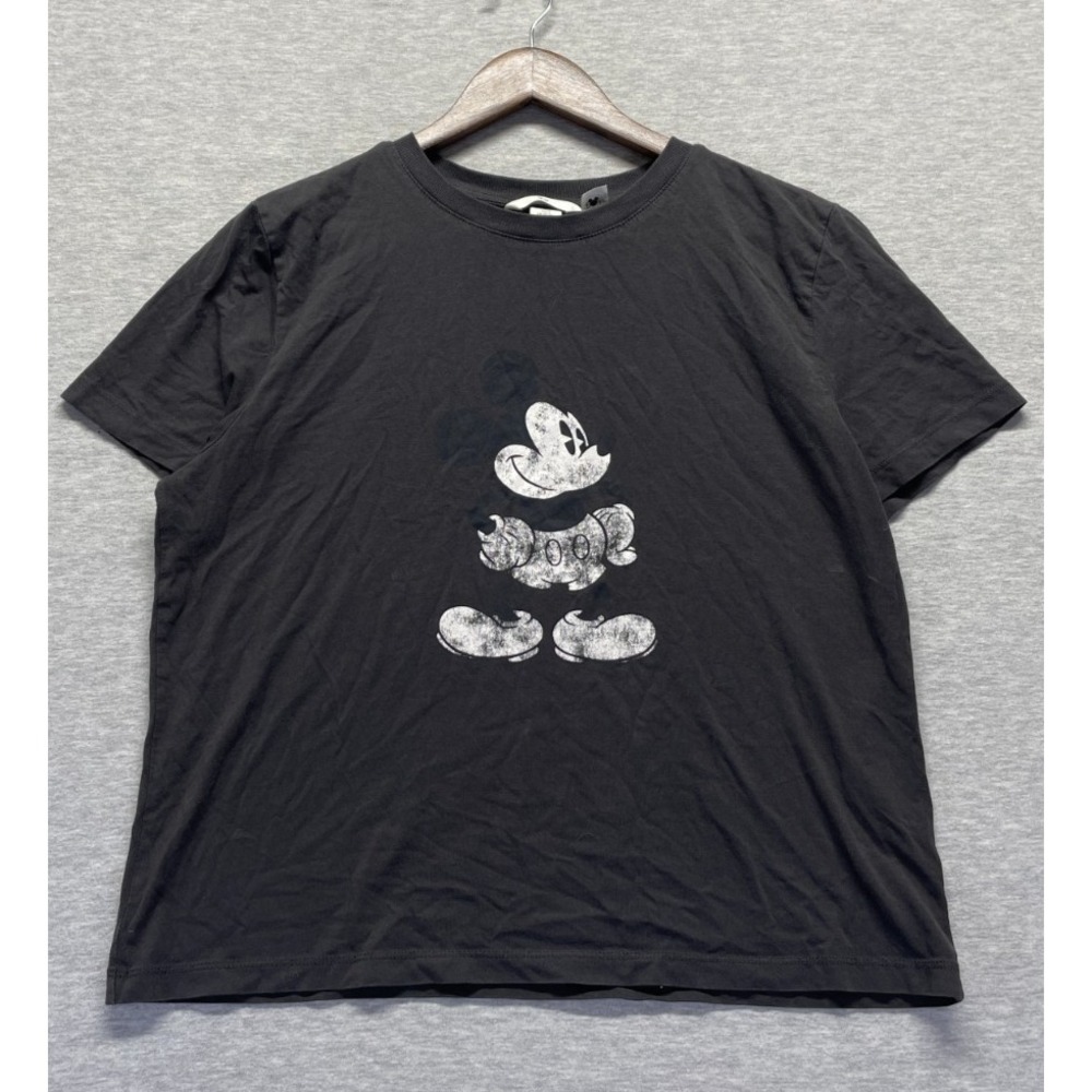 H&M Mickey Mouse T Shirt Womens Medium Dark Gray Cotton Graphic Print Crew Neck